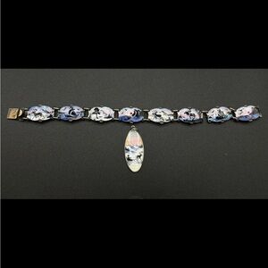 Vintage Ivan Holth Norway Sterling Silver Enamel Pannel Bracelet and pendant
